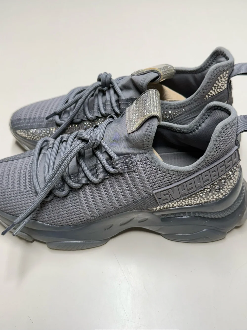 Steve Madden Maxima-R Iridescent Rhinestone Sneakers Women Size 9.5